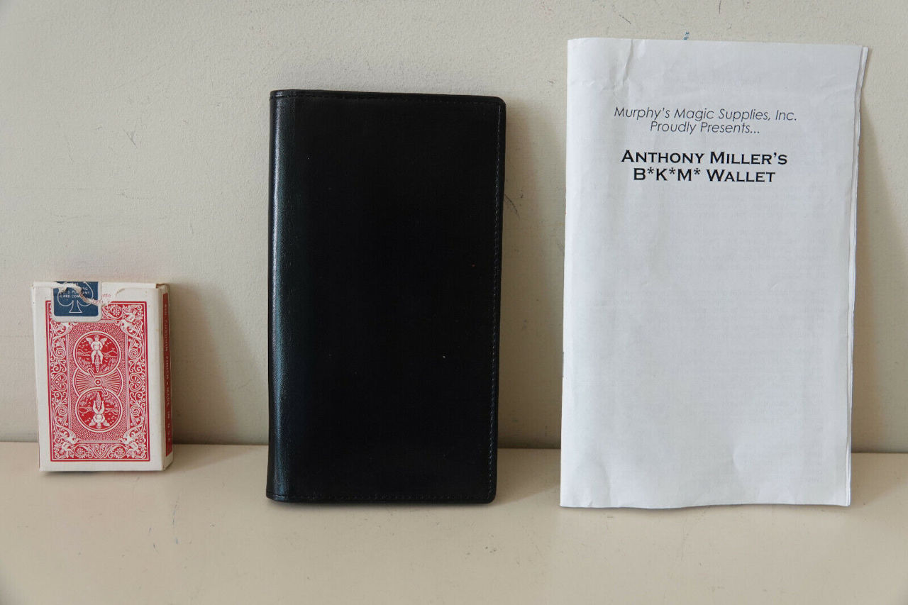Anthony Miller's BKM Wallet next to deck of cards and instructions