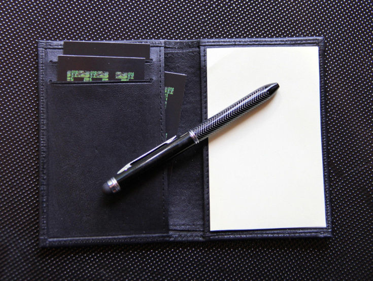 Christopher Taylor's Apogee Wallet open with pen on top