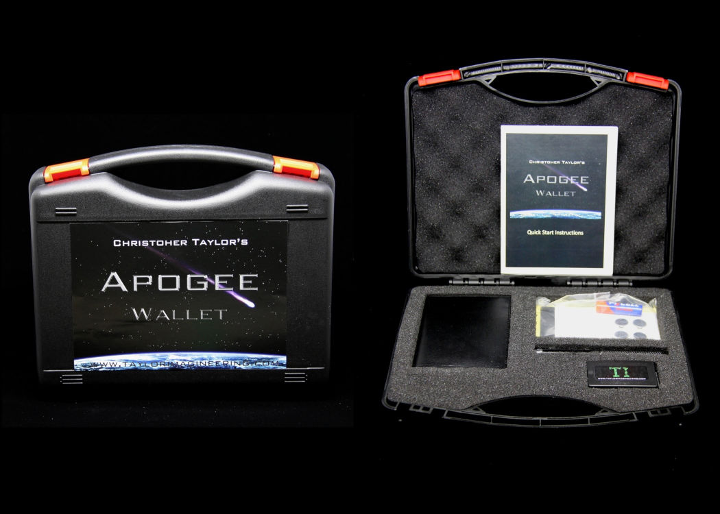 Christopher Taylor's Apogee Wallet in carrying case