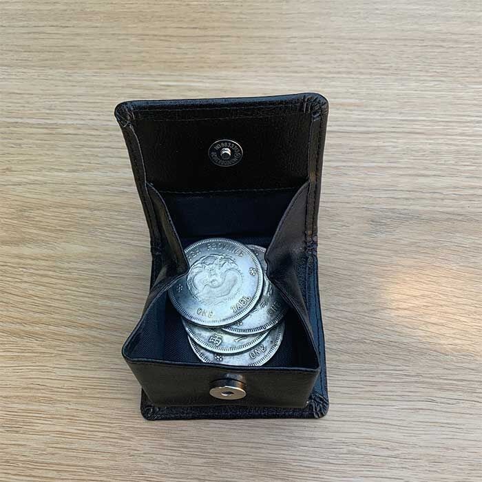 Coin Wallet by Pro Show Magic with coins inside looking from above