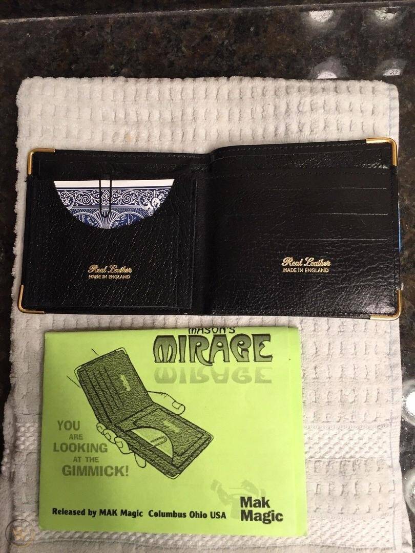Mirage Wallet by Mark Mason with blue bicycle card inside and cover of instructions