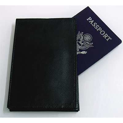 Pickpocket Passport Wallet by Gregory Wilson and Alan Wong shown closed on white surface with one passport underneath