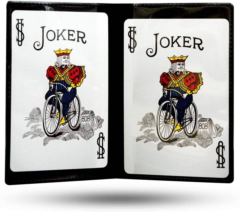 Plastic Wallet shown open with two Jokers inside