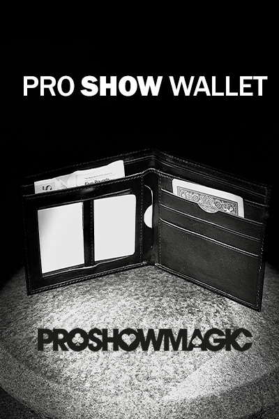 Pro Show Wallet by Premium Magic product image with wallet shown open and writing above and below
