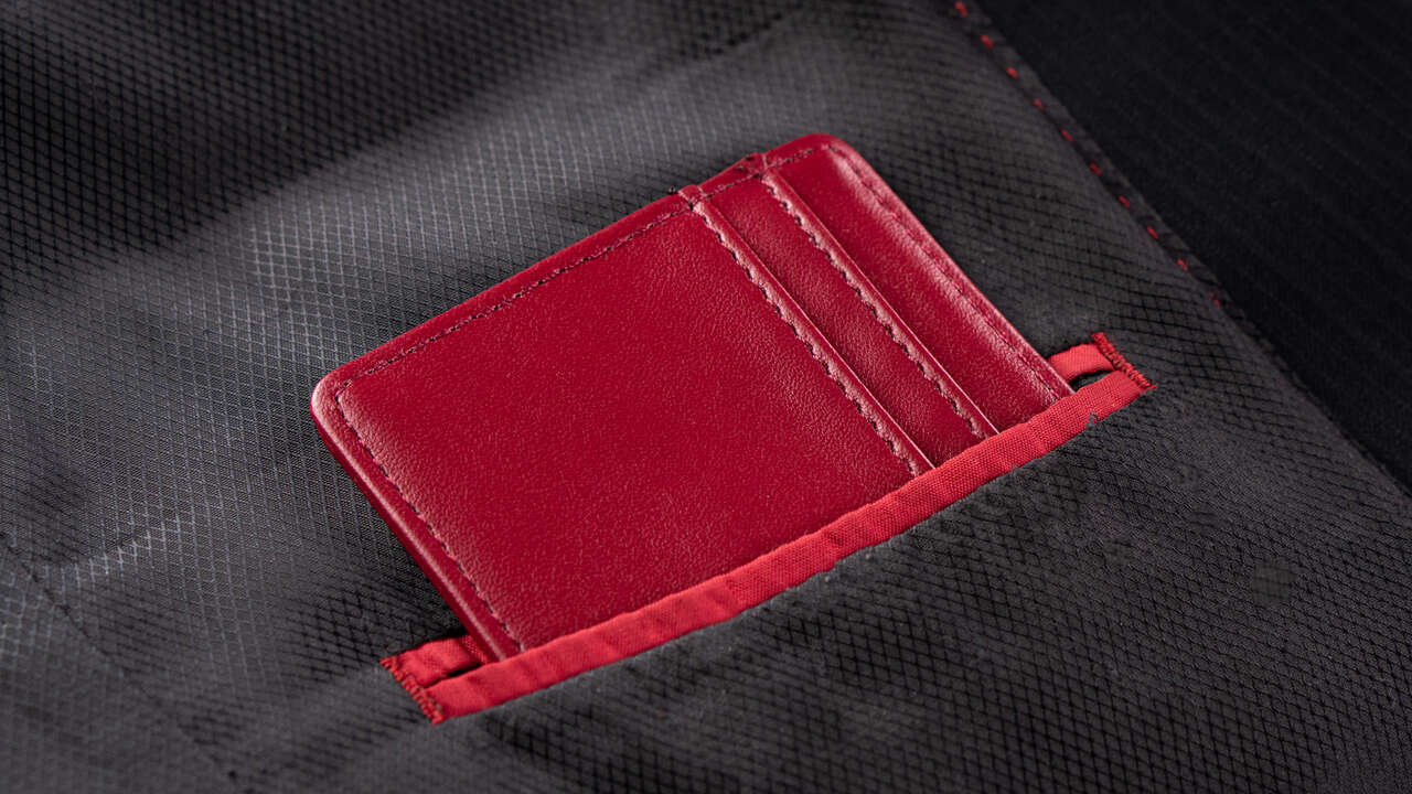 The Radar Wallet by David Howarth red version in inside jacket pocket