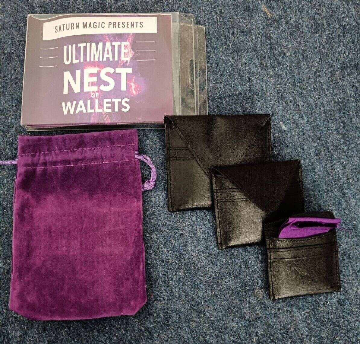 Ultimate Nest of Wallets by Mark Traversoni and Saturn Magic including packaging, cloth and cloth bag