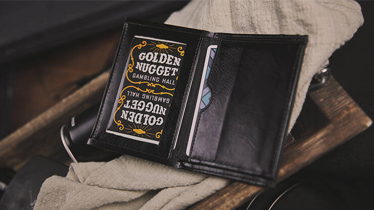 Z Fold Wallet (Locking) 2.0 by TCC shown open with a Golden Nuggets card inside