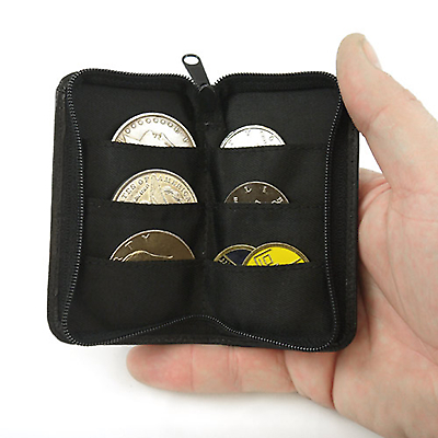 Zip Coin Purse by Jerry O'Connell and PropDog open and held in hand with coins inside