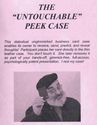 Untouchable Peek Case by Richard Busch product photo showing magician holding wallet and writing above