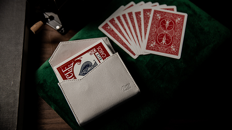 Luxury Leather Playing Card Carrier by TCC with card case inside and cards next to it