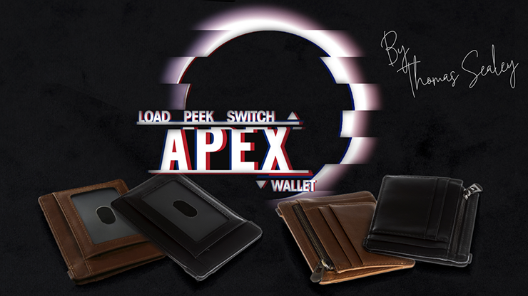 Apex Wallet by Thomas Sealey  front and back views of black and brown