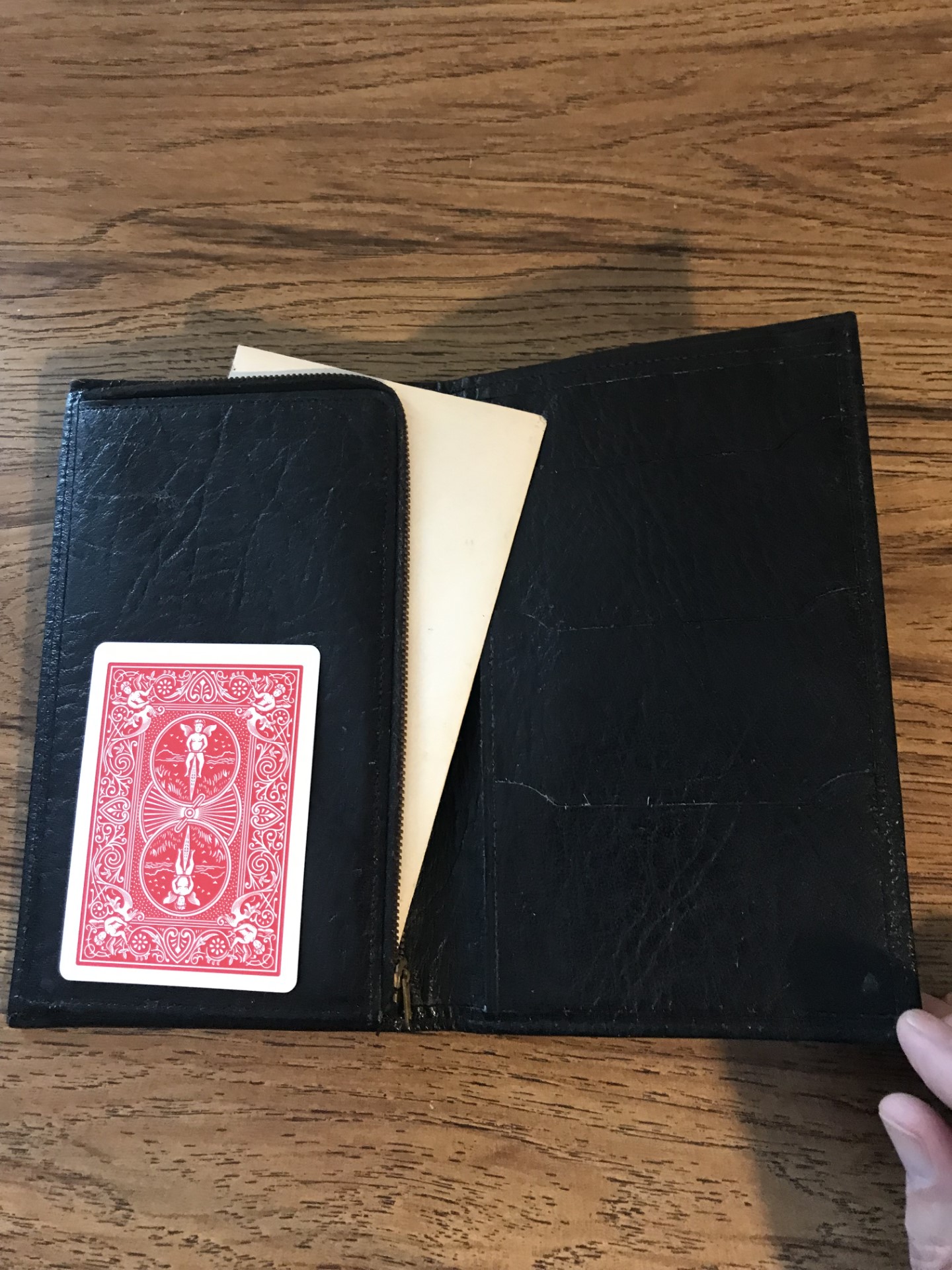 The LePaul "Card in Wallet" (Larry Jennings Version) by Lee Noble with envelope poking out and red Bicycle playing card on top