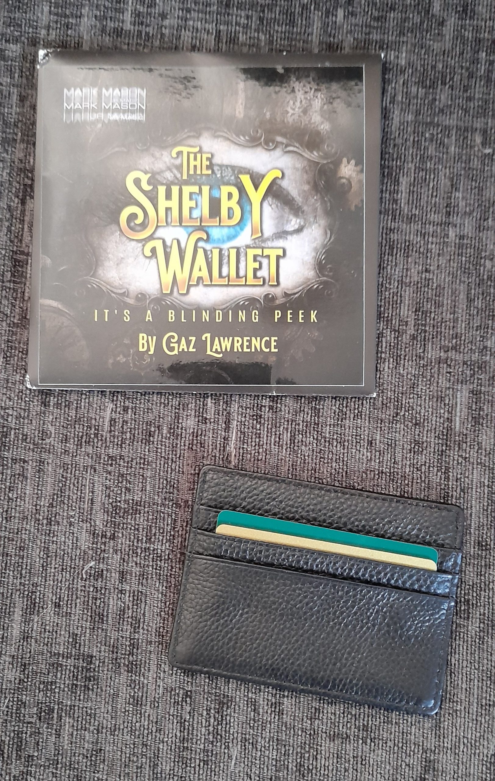 The Shelby Wallet by Gary Lawrence Black showing Back View and product packaging