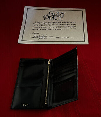 Barry Price Wallet shown  open with certificate of authenticity