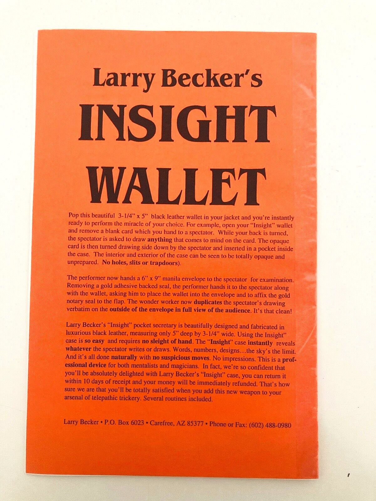 Larry Becker Insight Wallet Booklet rear view